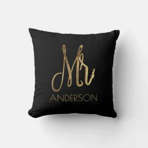 Mr. Gold Kijk Typografie Voeg naam toe Kussen