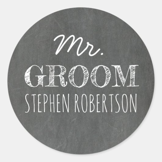 Mr Groom Chalkboard Ronde Sticker (Voorkant)