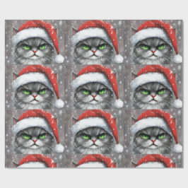 Mr. Grumpy Face (Gray) Christmas Cat Cadeaupapier