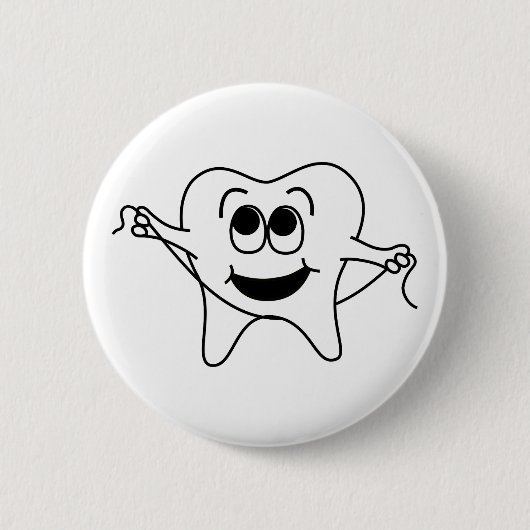 Mr Happy Tooth Ronde Button 5,7 Cm (Voorkant)