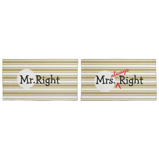 Mr. Juist en Mrs. Altijd rechtse koppels gestript Kussensloop (Voorkant-Set)