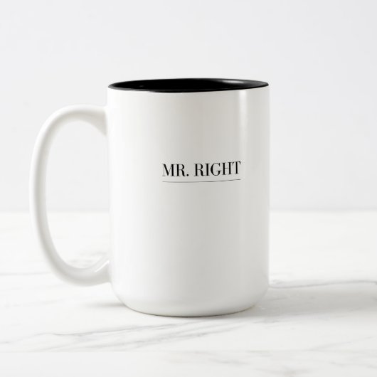 Mr., juist tweekleurige koffiemok (Links)