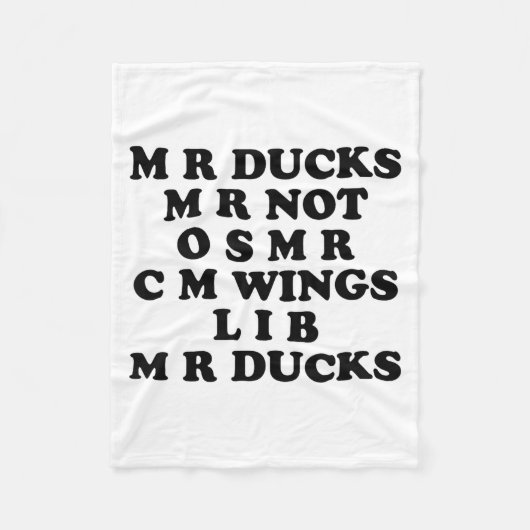 Mr M R Ducks T, Funny Duck Lover, Waterfowl Quote Fleece Deken (Voorkant)