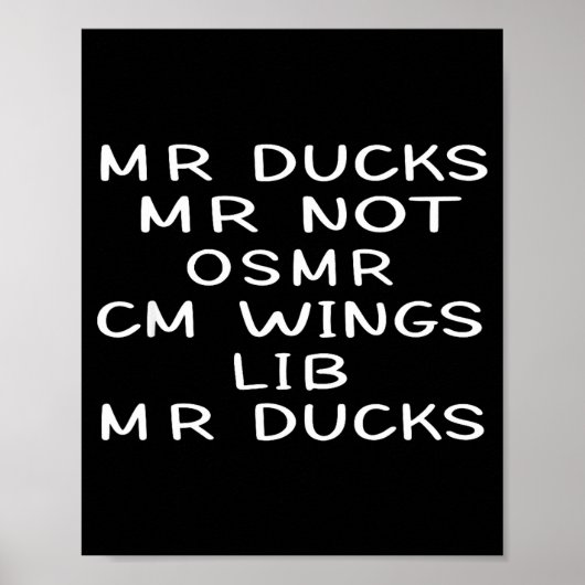Mr M R Ducks T, Funny Duck Lover, Waterfowl Quote Poster (Voorkant)