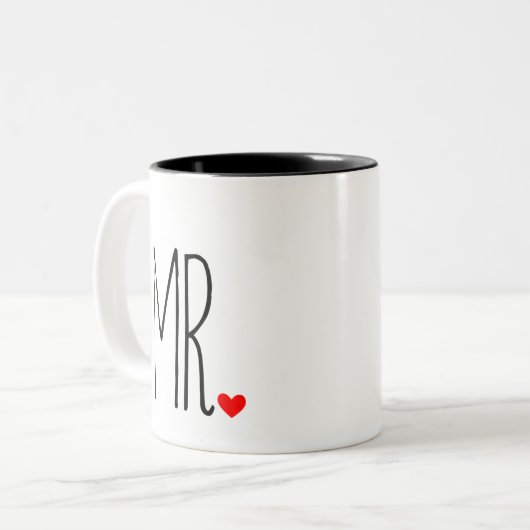 MR met hart Tweekleurige Koffiemok (Voorkant links)