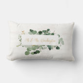 Mr & Mevrouw NAAM Trouwdecoratie Elegante Groene D Kussen (Voorkant)