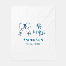 Mr & Mevrouw voeg naam datum huwelijksfeest lint b Fleece Deken