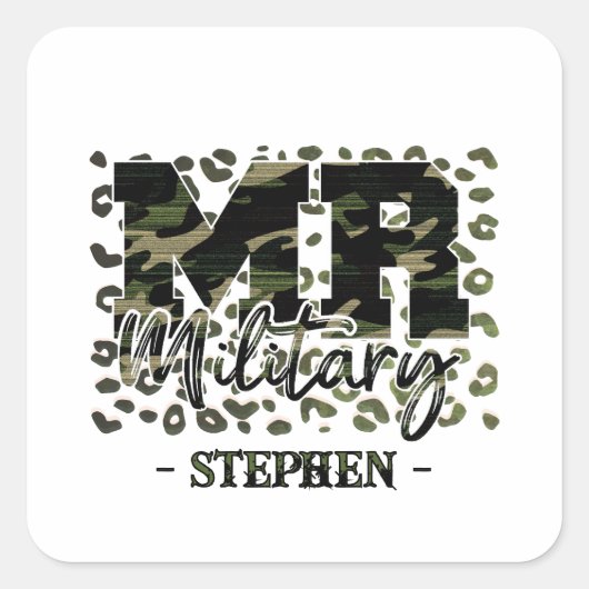 Mr. Military Camouflage Vierkante Sticker (Voorkant)