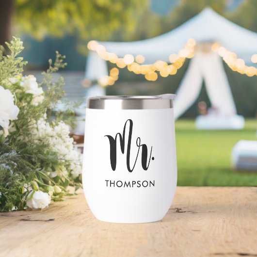 Mr Modern Black Script Personalized Wedding (Huwelijk)