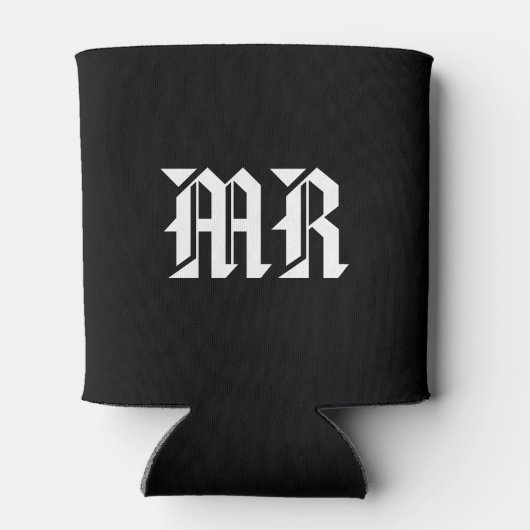 MR. Monogram Initiaal zwarte en witte naam Blikjeskoeler (Achterkant)