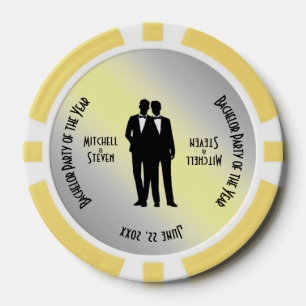 Mr & Mr Bachelor Party Geel Poker Chips