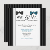 Mr. & Mr Bow Stropdassen & Pin Striped Wedding Inv Kaart (Voorkant / Achterkant)