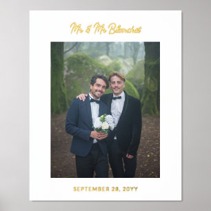 Mr & Mr Last Name Modern Script Wedding Photo Folie Afdrukken