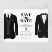 Mr. & Mr Modern Black Wedding Tux - Bewaar de datu Briefkaart (Voorkant)