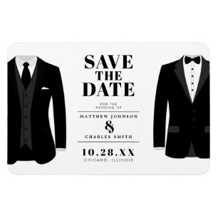 Mr. & Mr Modern Black Wedding Tux - Bewaar de datu Magneet