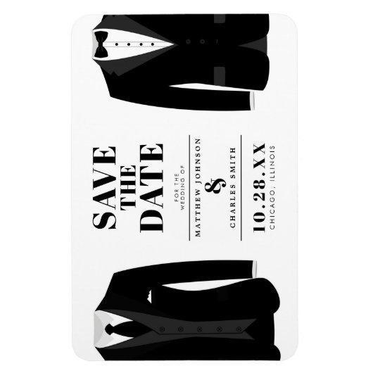 Mr. & Mr Modern Black Wedding Tux - Bewaar de datu Magneet (Verticaal)