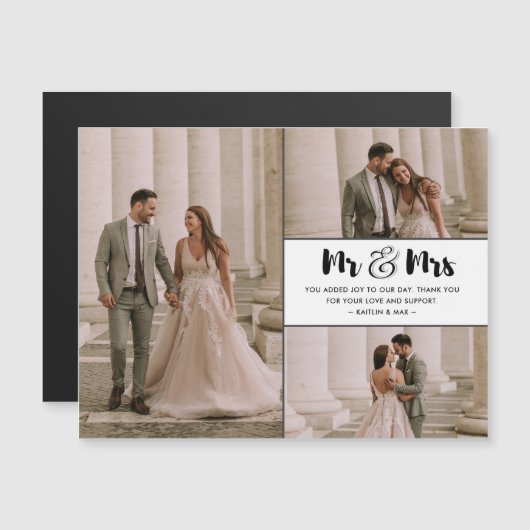 Mr Mrs 3 foto bruiloft Dank u (Voorkant / Achterkant)