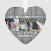 Mr & Mrs 4 Photo First Christmas Grey Faux Wood (devant)