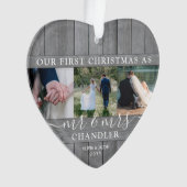 Mr & Mrs 4 Photo First Christmas Grey Faux Wood (devant)