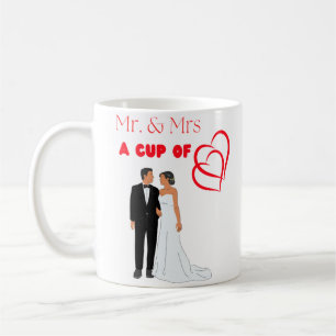'Mr & Mrs A Cup Of Love' Twee rode hart ontwerp Mo Koffiemok