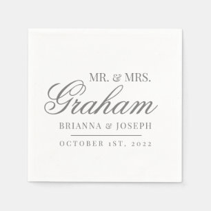 Mr & Mrs Achternaam bruiloft Servet