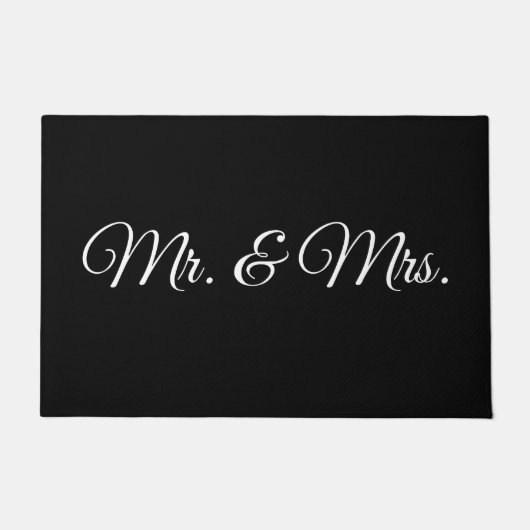Mr. & Mrs.black aangepaste script tekst elegant ch Deurmat (Voorkant)