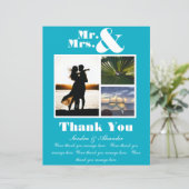 Mr Mrs Blauwgroen Blue Dank u Kaart Foto bruiloft (Staand voorkant)