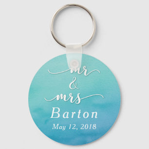 "Mr & Mrs." Blauwgroen en blauwe bruiloft met datu Sleutelhanger