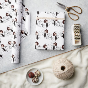 Mr. & Mrs. Bride & Groom Happiness Cadeaupapier