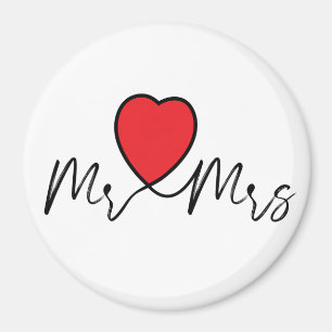 Mr & Mrs bruiloft- huwelijks decoratie met hartjes Magneet