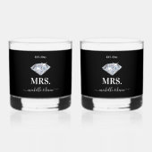 Mr & Mrs Bruiloft Zwart & Wit Bruiloft Whisky Glas (Voorkant)