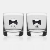 Mr & Mrs Bruiloft Zwart & Wit Bruiloft Whisky Glas (Achterkant)