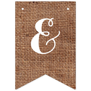  Mr. & Mrs Bunting op FAUX Burlap Vlaggetjes