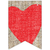 Mr & Mrs Burlap & Red Hearts Bruiloft Verloving Vlaggetjes (Eerste vlag)