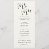 Mr & Mrs Calligraphy Script Classic Chic Wedding Programma (Voorkant)