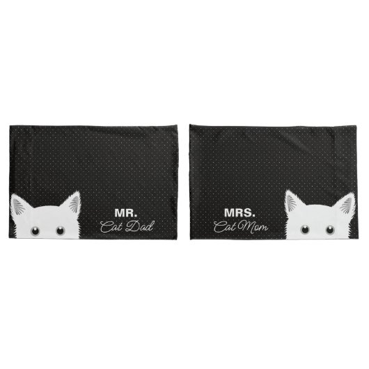 Mr & Mrs Cat Mam en Pa Polka Dot Patroon Kussensloop (Achterkant-Set)