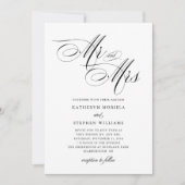 Mr & Mrs Classic Calligraphy Wedding Invitation Kaart (Voorkant)