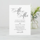 Mr & Mrs Classic Calligraphy Wedding Invitation Kaart (Staand voorkant)