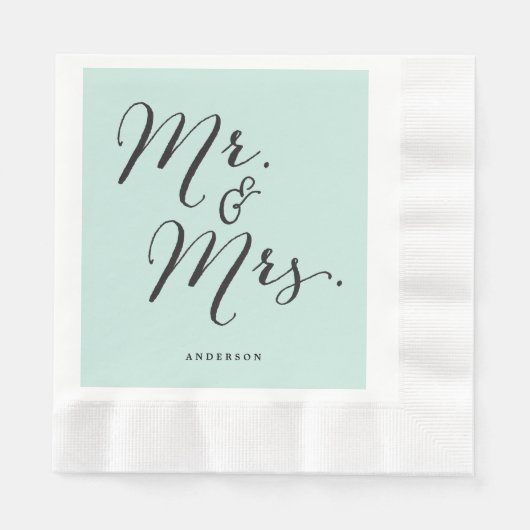 Mr & Mrs Classic Script Calligraphy Name Wedding Servetten (Voorkant)