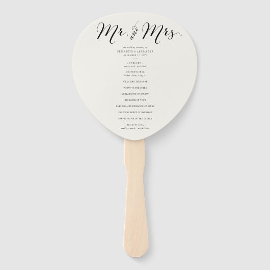 Mr & Mrs Classic Script Geometric Wedding Program Handwaaier (Voorkant)
