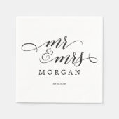 Mr & Mrs Classic Script Wedding Cocktail Napkin Servet (Voorkant)