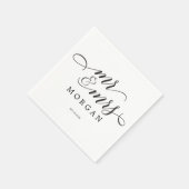 Mr & Mrs Classic Script Wedding Cocktail Napkin Servet (Hoek)