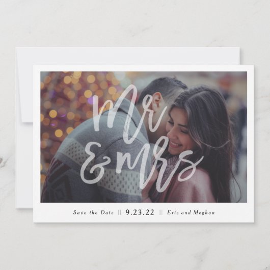 "Mr. & Mrs." De foto bewaart de Datum Save The Date (Voorkant)