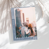 Mr & Mrs Dusty Blue White Script Foto Save The Date