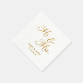 Mr & Mrs Eenvoudig Script Gouden Huwelijksservette Servet (Hoek)