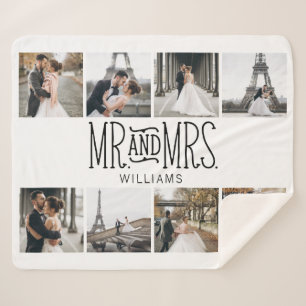 Mr. & Mrs Eight Photo Hand Lettered Custom Sherpa Deken