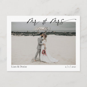 Mr & Mrs (eindelijk) Fun Script Wedding Aankondigi Briefkaart