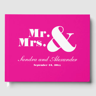 Mr Mrs Elegant Modern Minimal Night Pink Wedding Gastenboek