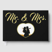Mr & Mrs Elegant Modern Photo Heart Mariage Noir (Recto)