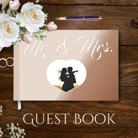 Mr & Mrs Elegant Rose Gold Photo Heart Mariage